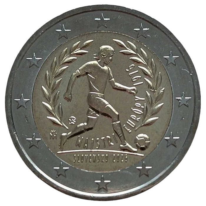 2 euros conmemorativa 50.º Aniversario del triunfo checoslovaco en la Eurocopa de 1976